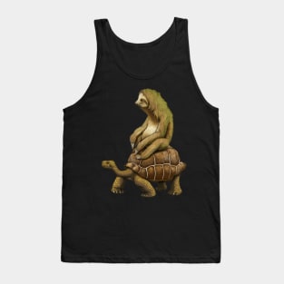 Sloth Riding Tortoise Sloth Riding Turtle Tank Top